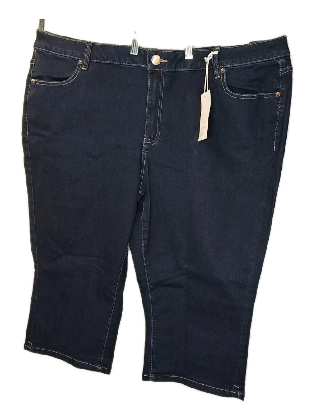 Lane Bryant Skinny Capris Cropped Pedal Jean Long Shorts Sz 26W 44/18" Blue Nwt